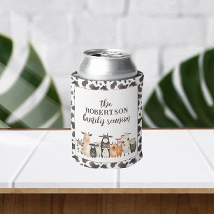 Enfriador De Latas Funny Cow Print Country Reunión familiar