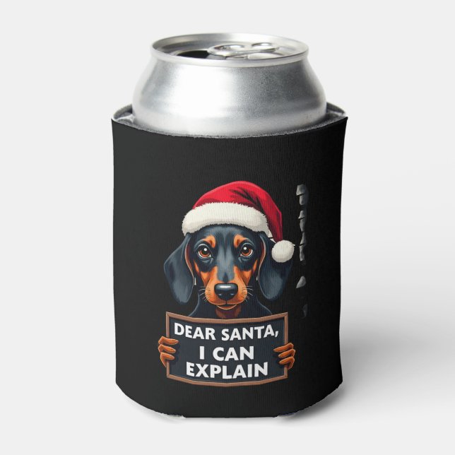 Enfriador De Latas Funny Dachshund Christmas Dear Santa I Can Explain (Lata Anverso)