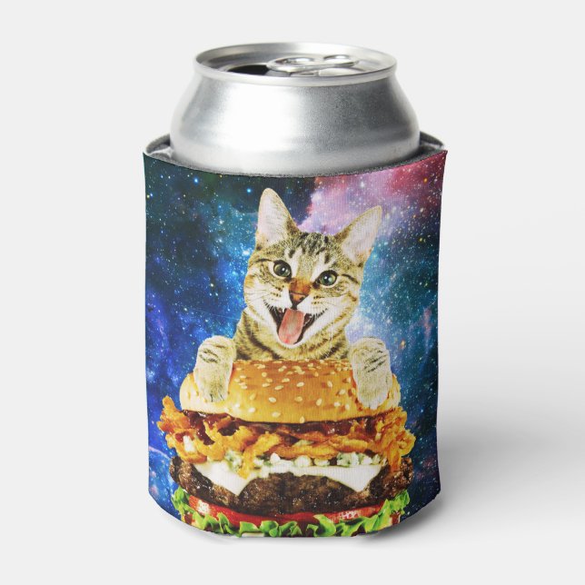 Enfriador De Latas Funny espacio para gatos de hamburguesas (Lata Anverso)