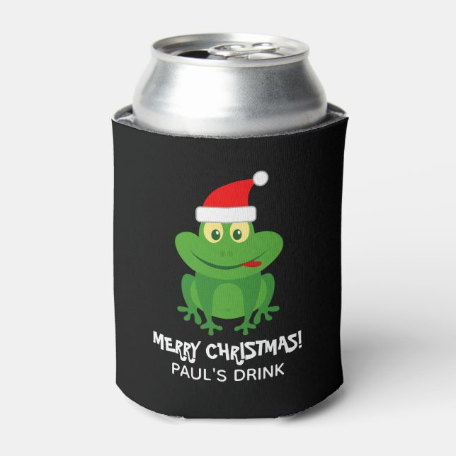Enfriador De Latas Funny Feliz Navidad Santa Claus personalizado de r (Lata Anverso)