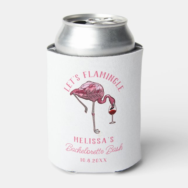 Enfriador De Latas Funny Flamingo Bachelorette Weekend Fiesta (Lata Anverso)