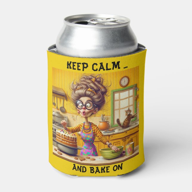 Enfriador De Latas Funny Frazzled lady baker personalizado (Lata Anverso)