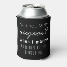 Enfriador De Latas Funny Groomsman Boda Propuesta Elegante Negro