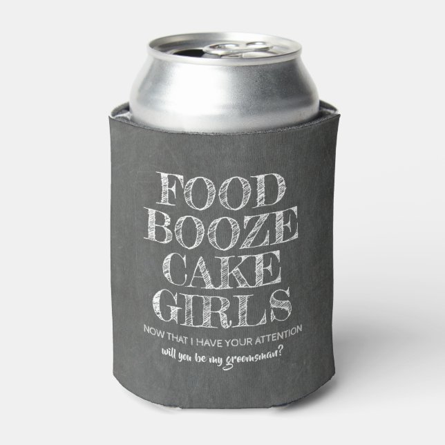 Enfriador De Latas Funny Groomsman Propuesta (Lata Anverso)