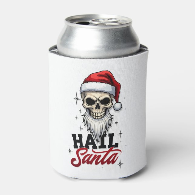 Enfriador De Latas Funny Hail Santa Claus Skull Skeleton Antichrist C (Lata Anverso)