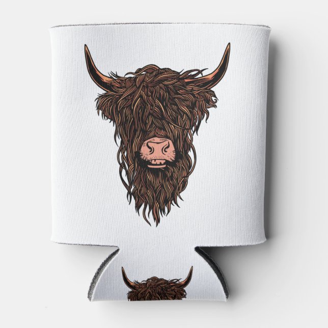 Enfriador De Latas Funny Highland Cow Head (Anverso)