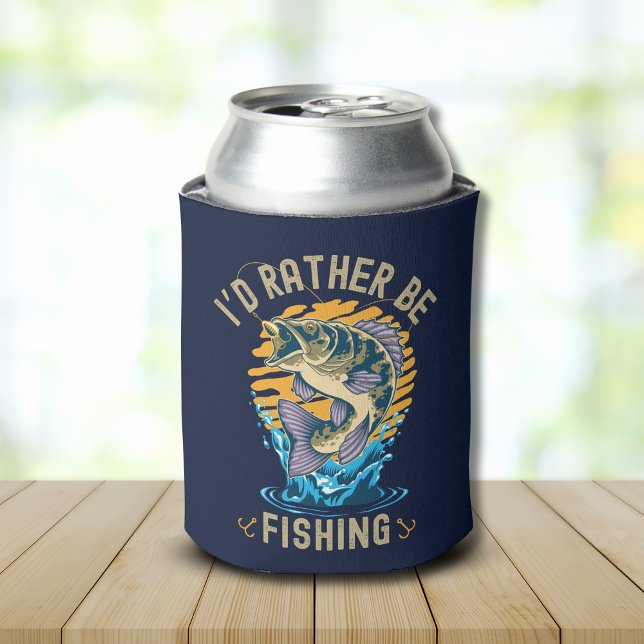 Enfriador De Latas Funny I'd rather be fishing (Subido por el creador)