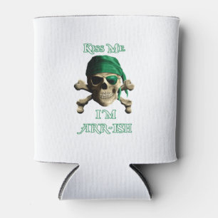 Enfriador De Latas Funny Kiss Me Irish Jolly Roger Pirate Skull