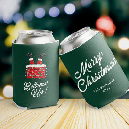 Enfriador De Latas Funny Merry Christmas Santa Bottoms Up Friendmas