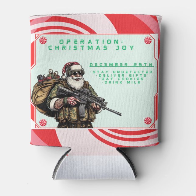 Enfriador De Latas Funny Military/Navidades Santa (Anverso)