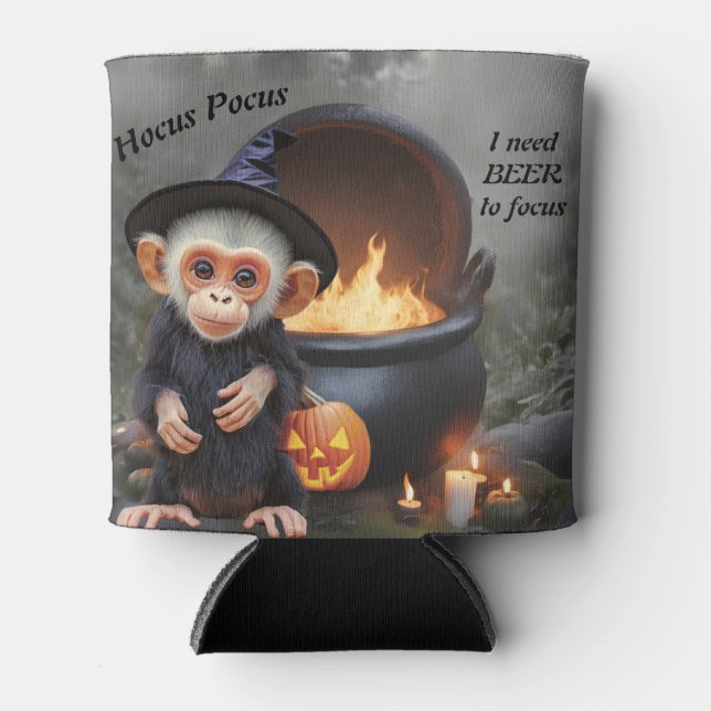 Enfriador De Latas Funny Monkey Halloween Beer Personalizar (Anverso)