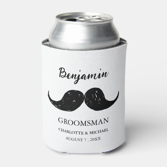 Enfriador De Latas Funny Mustache Groomsmen Boda (Lata Anverso)