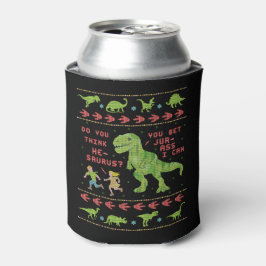 Enfriador De Latas Funny Navidades Rex Dinosaur Pun Humor Faux Knit