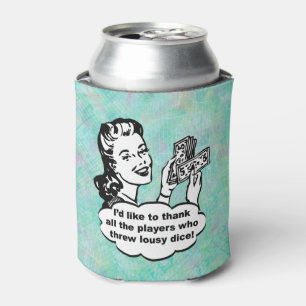 Enfriador De Latas Funny Retro Bunco Player Watercolor