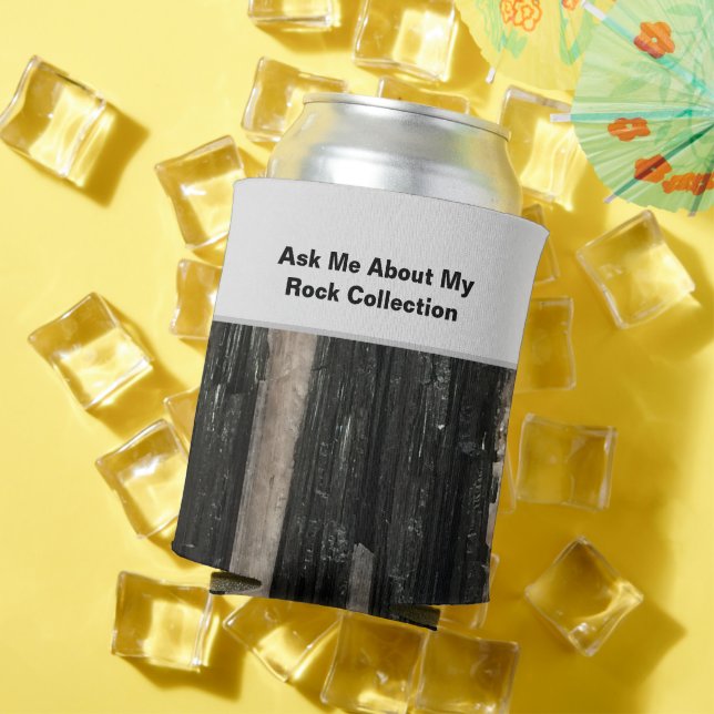 Enfriador De Latas Funny Rockhound Black Striped Rock Scientist (Verano in situ)