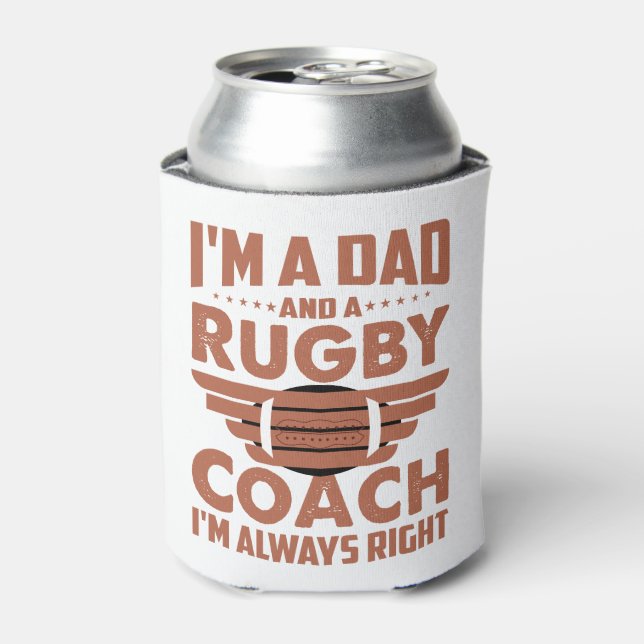 Enfriador De Latas Funny Rugby Dad y Rugby Coach (Lata Anverso)