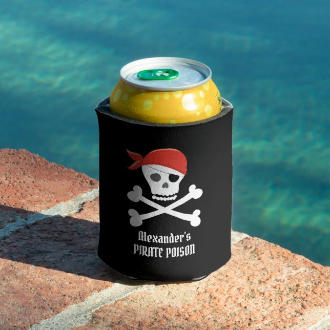 Enfriador De Latas Funny Skull Crossbone Pirate Poison Personalizado (Piscina in situ)