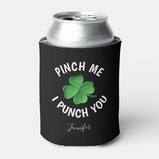 Enfriador De Latas Funny St Patricks Day Shamrock Nombre personalizad (Lata Anverso)