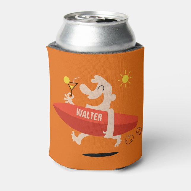 Enfriador De Latas Funny Surfer con Cocktail refrigerador de bebidas  (Reverso de la lata)