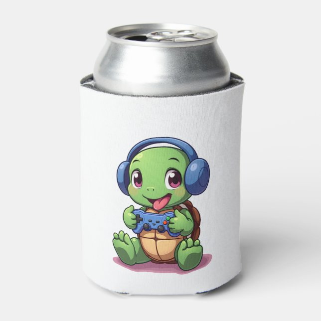 Enfriador De Latas Funny Turtle Gamer Gaming Turtles Video Game (2) (Lata Anverso)