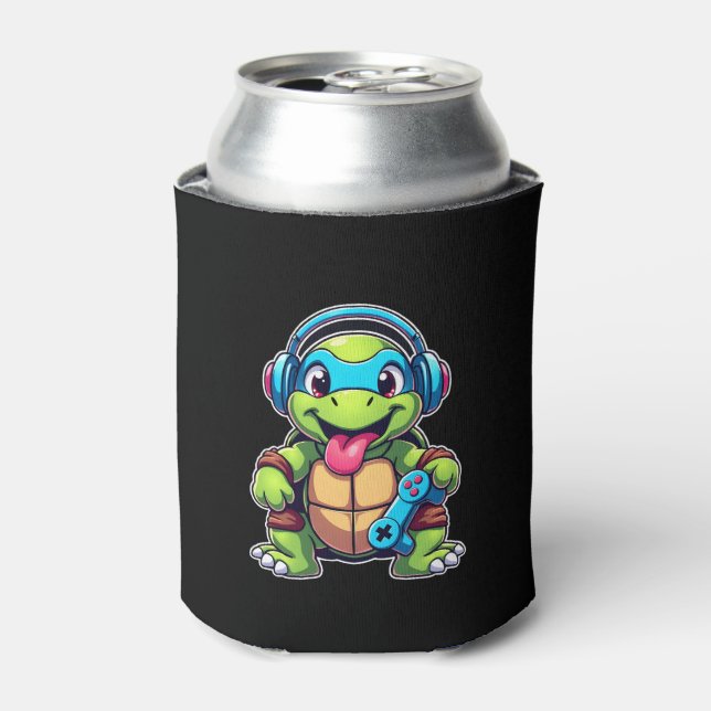 Enfriador De Latas Funny Turtle Gamer Gaming Turtles Video Game (4) (Lata Anverso)