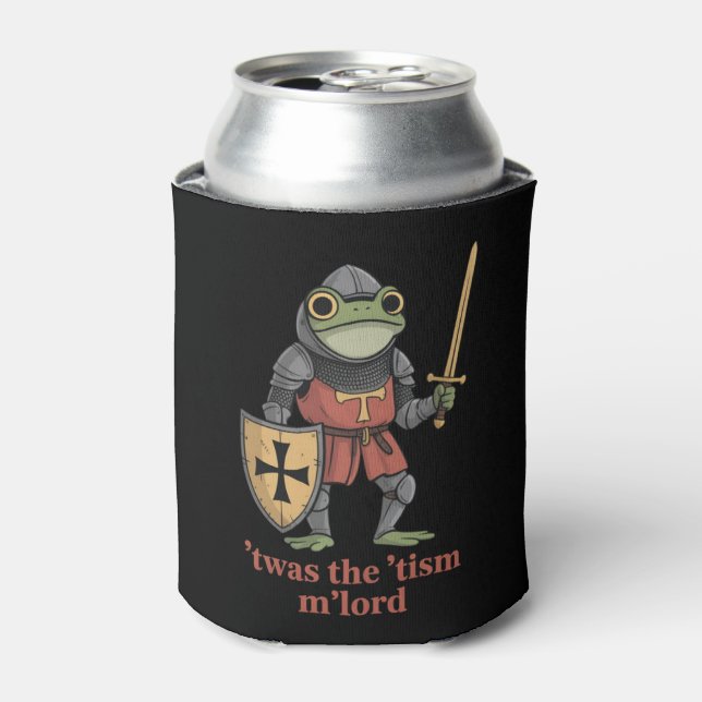 Enfriador De Latas Funny T'was The 'Tism M'Lord Medieval Knight Frog  (Lata Anverso)