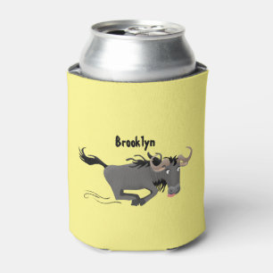 Enfriador De Latas Funny Wildebeest corriendo ilustracion personaliza