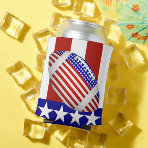 Enfriador De Latas Fútbol Americano Con Bandera Estadounidense