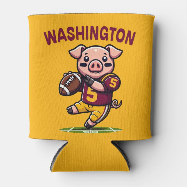 Enfriador De Latas Fútbol de Washington Hog (Anverso)