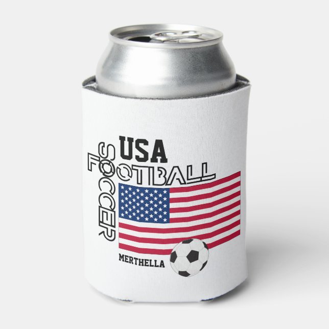 Enfriador De Latas Fútbol personalizado de Estados Unidos (Lata Anverso)