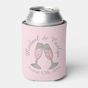 Enfriador De Latas Gafas de champagne rosado Favor de la novia de la