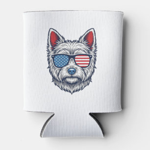 Enfriador De Latas Gafas de sol de perro Westie patrióticas Arte vect