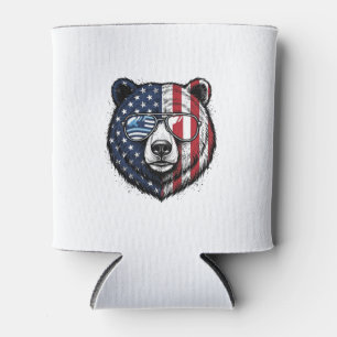 Enfriador De Latas Gafas de sol del oso patriótico Camiseta de vector