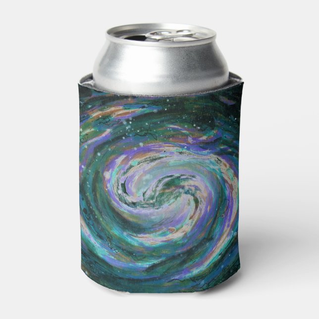 Enfriador De Latas Galaxia esmeralda y púrpura (Lata Anverso)