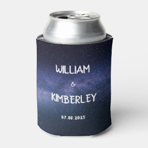 Enfriador De Latas Galaxy Navy Blue Stars Cosmos Boda