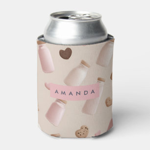 Enfriador De Latas Galletita Rosa Linda Personalizada y Leche de Fres