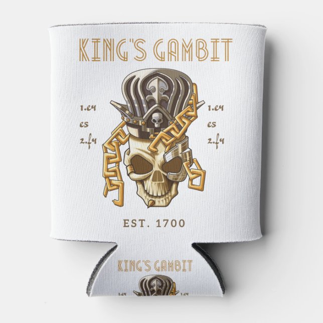 Enfriador De Latas Gambito de ajedrez King Est 1700 Movimientos 1.e4  (Anverso)