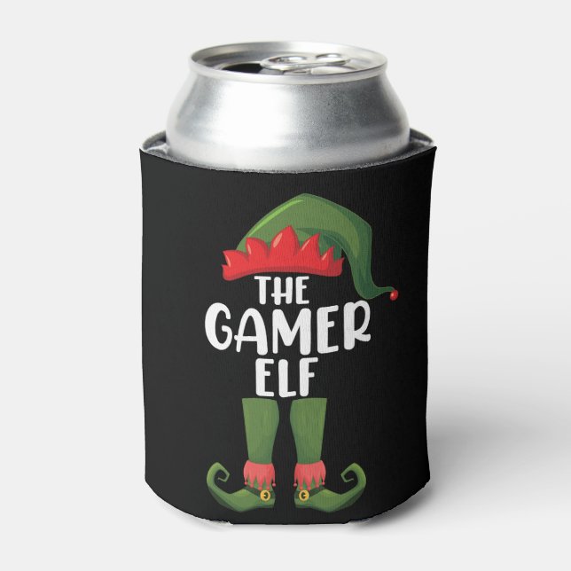 Enfriador De Latas Gamer Elf Navidades familiares coincidentes Gamer (Lata Anverso)