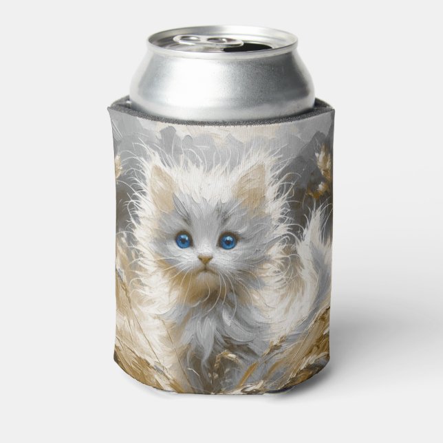 Enfriador De Latas Gatito blanco preciado (Reverso de la lata)
