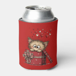 Enfriador De Latas Gatito de dibujos animados lindo en una caja con c