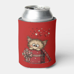 Enfriador De Latas Gatito de dibujos animados lindo en una caja con c