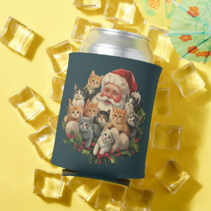 Enfriador De Latas Gatitos de Santa Claus Navidad Retro 90s Gato Viej