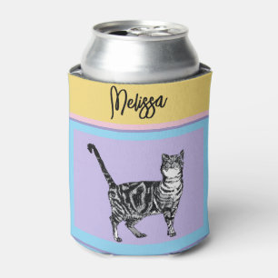 Enfriador De Latas Gato Atigrado Pastel Gatos Colores Pastel Mujeres