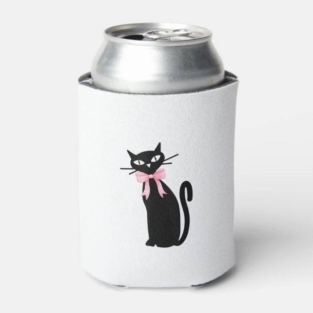 Enfriador De Latas Gato Atómico Con Gato De Bow Rosado Chica Gato Gir (Lata Anverso)