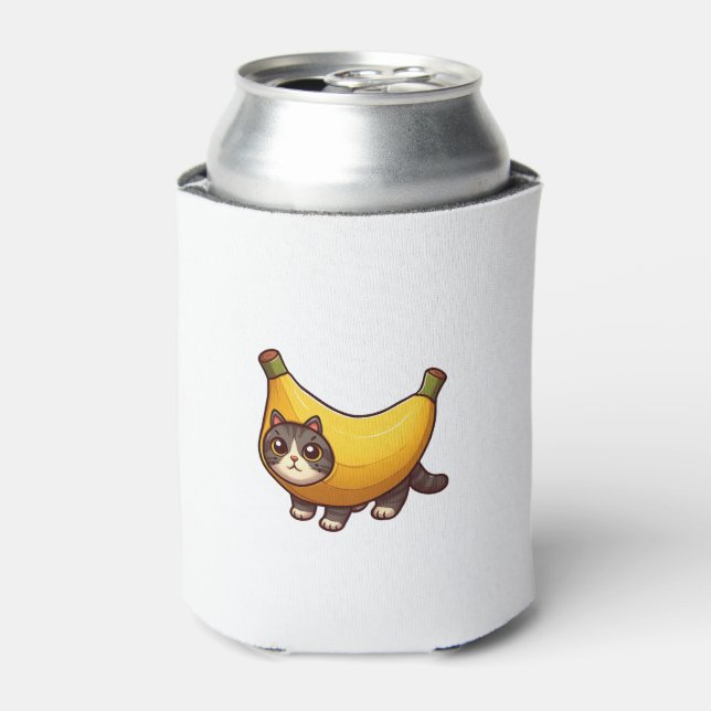 Enfriador De Latas Gato con traje bananero (Lata Anverso)