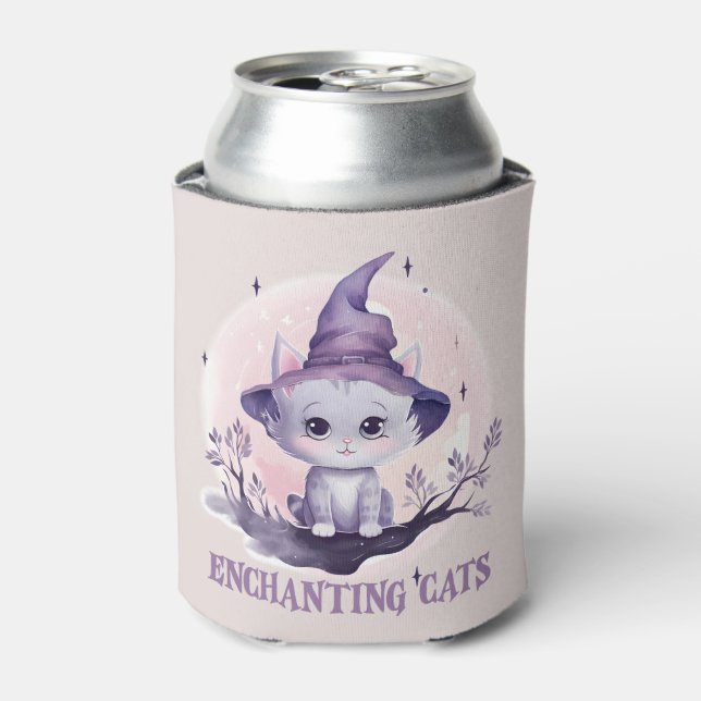 Enfriador De Latas Gato de bruja encantador (Lata Anverso)