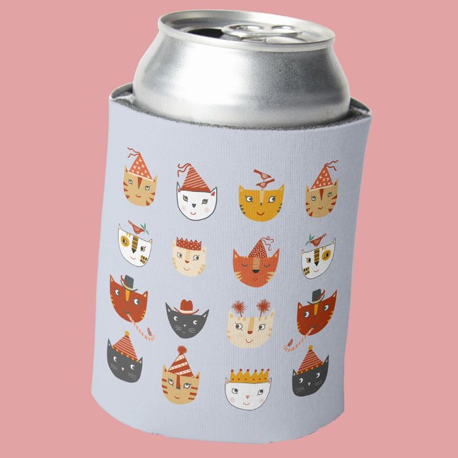 Enfriador De Latas Gato de Fiesta cutáneo (Fun party cat can cooler for animal lovers)
