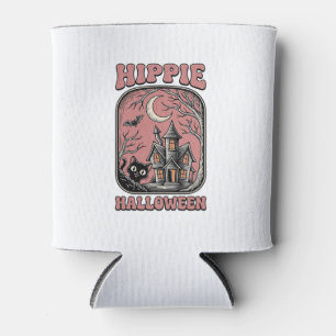 Enfriador De Latas Gato de Halloween Hippie Casa Embrujada Diseño Vin