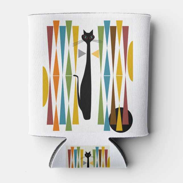 Enfriador De Latas Gato de MidMod Art 2 (Anverso)