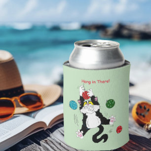 Enfriador De Latas Gato de Navidades blancos tuxedo